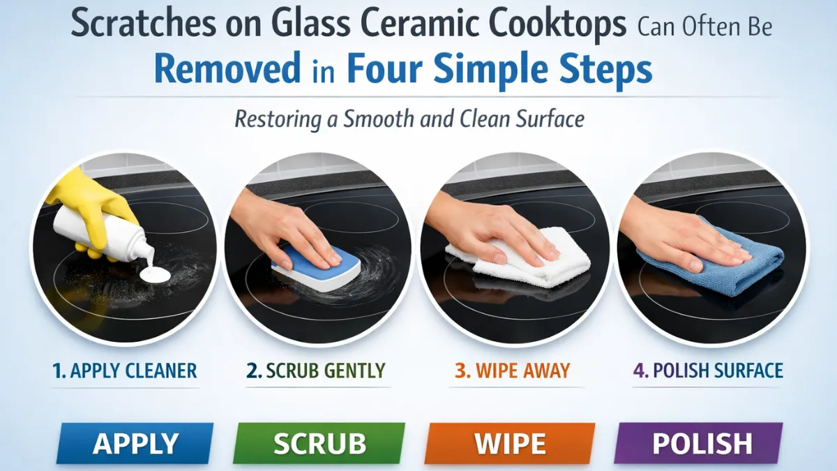 Scratches on Glass Ceramic Cooktops Can Often Be Removed in Four Simple Steps, Restoring a Smooth and Clean Surface